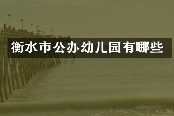 衡水市公办幼儿园有哪些