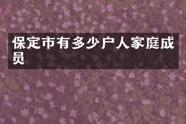 保定市有多少户人家庭成员