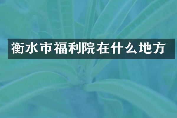 衡水市福利院在什么地方