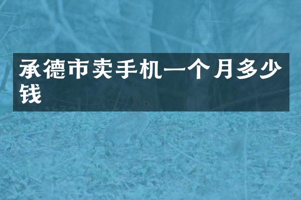 承德市卖手机一个月多少钱