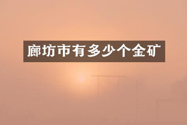 廊坊市有多少个金矿