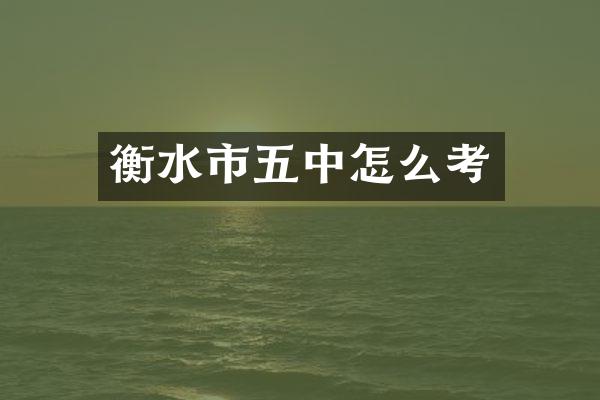 衡水市五中怎么考