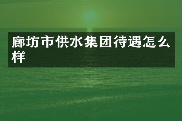 廊坊市供水集团待遇怎么样