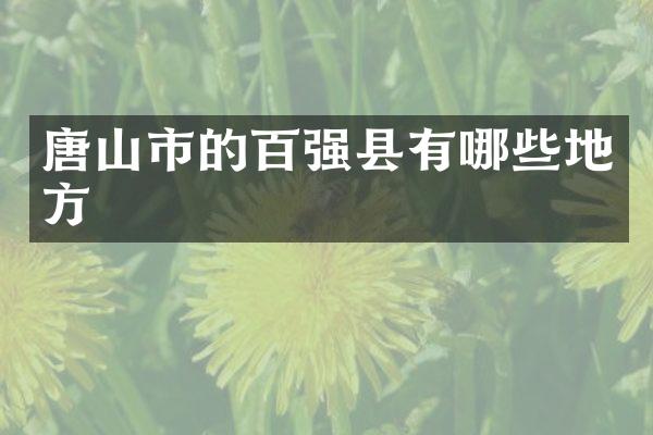 唐山市的百强县有哪些地方