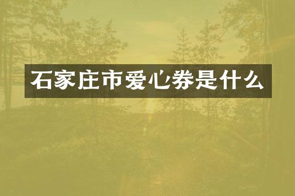 石家庄市爱心券是什么