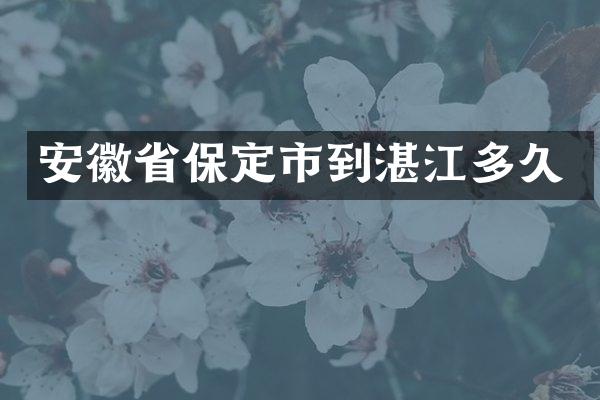 安徽省保定市到湛江多久