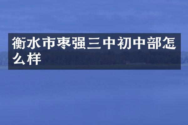 衡水市枣强三中初中部怎么样