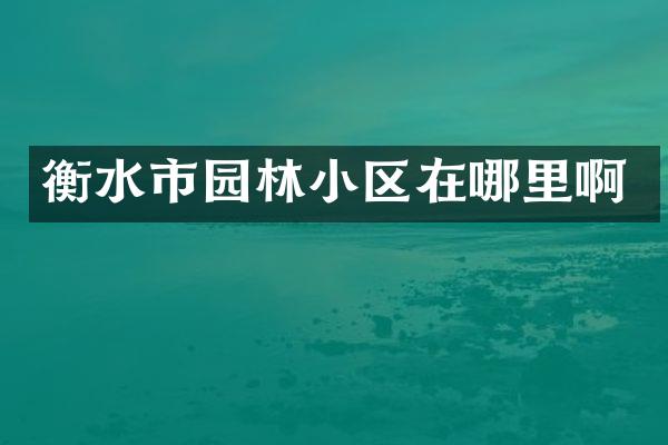 衡水市园林小区在哪里啊