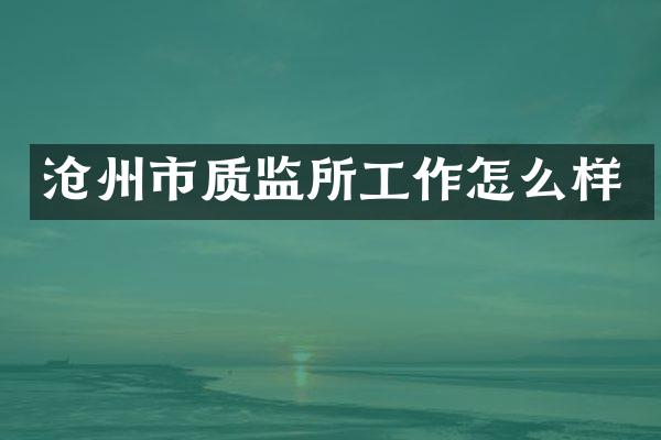 沧州市质监所工作怎么样