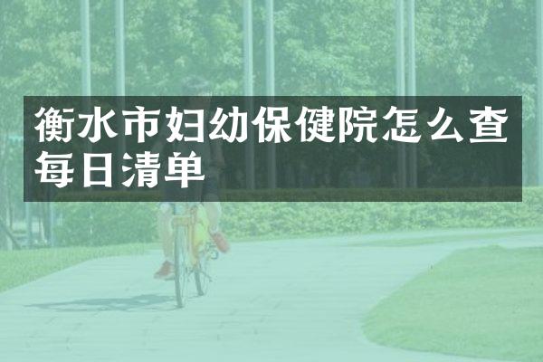 衡水市妇幼保健院怎么查每日清单