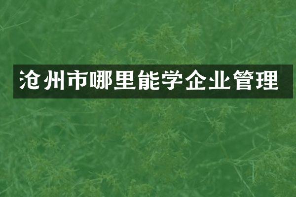 沧州市哪里能学企业管理