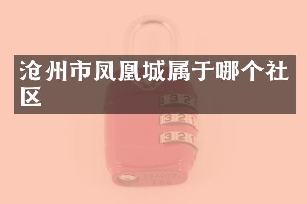 沧州市凤凰城属于哪个社区