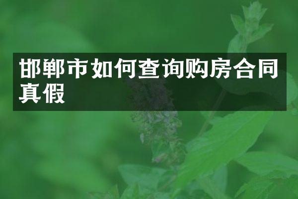 邯郸市如何查询购房合同真假