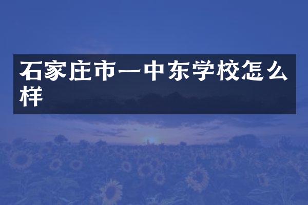 石家庄市一中东学校怎么样