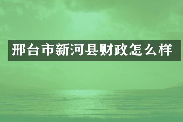 邢台市新河县财政怎么样