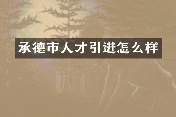 承德市人才引进怎么样