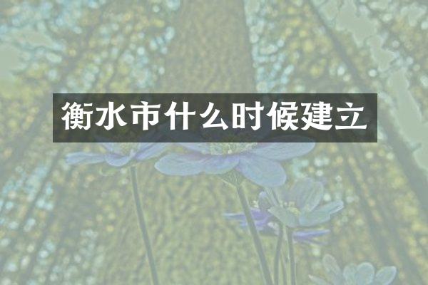 衡水市什么时候建立