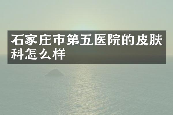 石家庄市第五医院的皮肤科怎么样