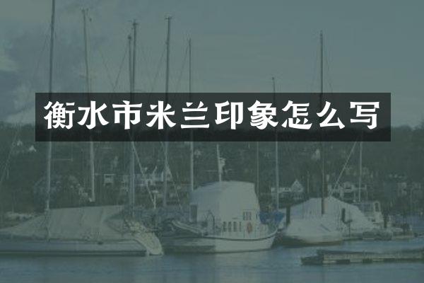衡水市米兰印象怎么写