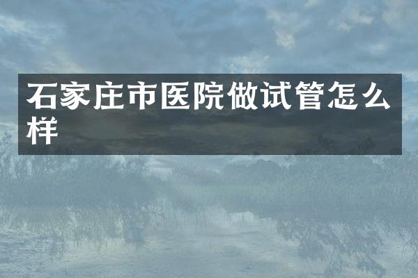 石家庄市医院做试管怎么样