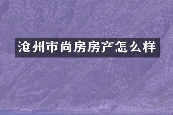 沧州市尚房房产怎么样