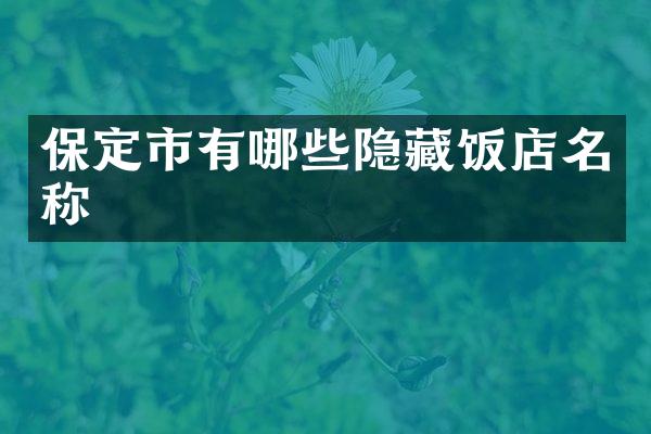 保定市有哪些隐藏饭店名称
