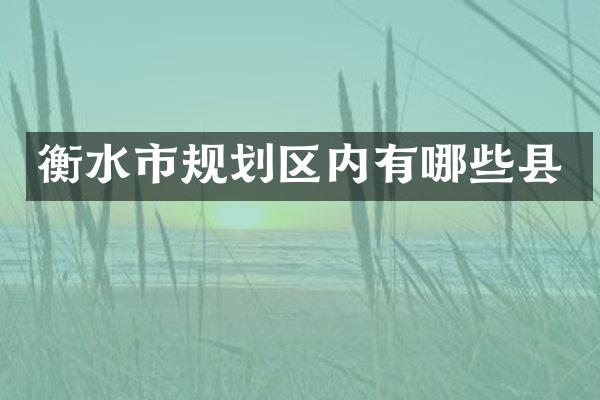 衡水市规划区内有哪些县