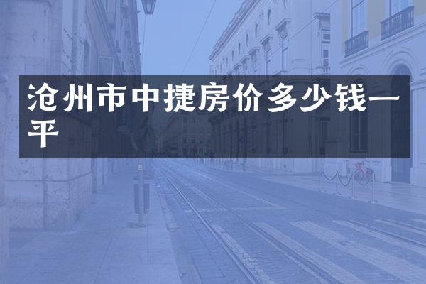 沧州市中捷房价多少钱一平