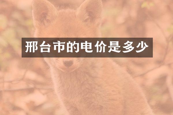 邢台市的电价是多少