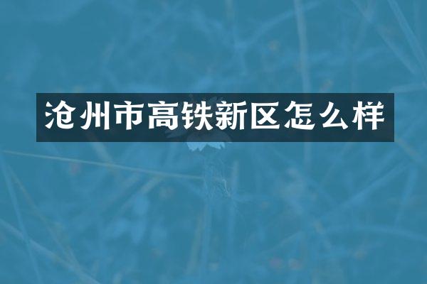 沧州市高铁新区怎么样