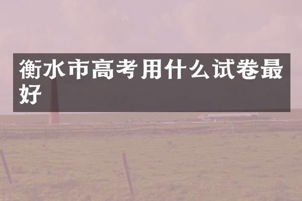 衡水市高考用什么试卷最好