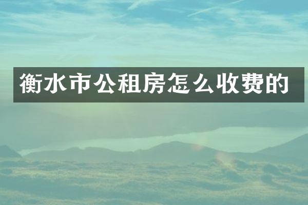 衡水市公租房怎么收费的