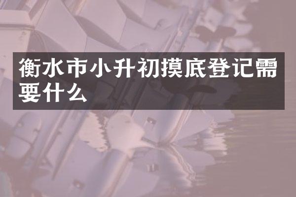 衡水市小升初摸底登记需要什么