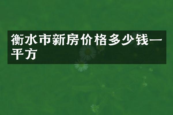 衡水市新房价格多少钱一平方