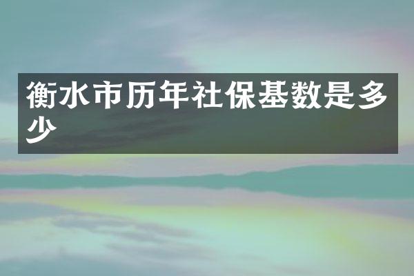 衡水市历年社保基数是多少