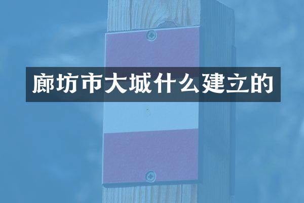 廊坊市大城什么建立的