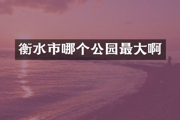 衡水市哪个公园最大啊