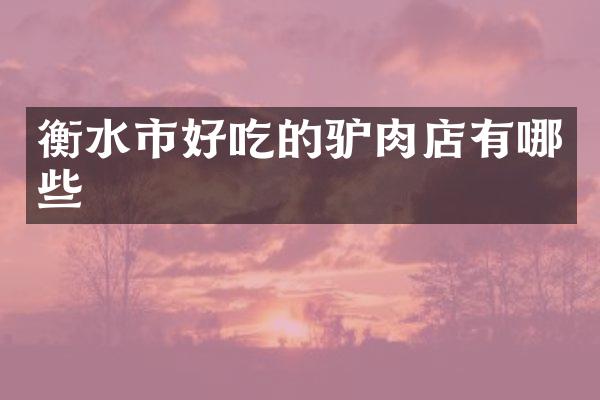 衡水市好吃的驴肉店有哪些
