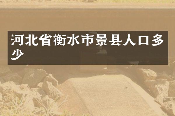 河北省衡水市景县人口多少