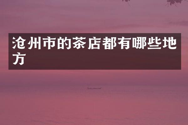 沧州市的茶店都有哪些地方