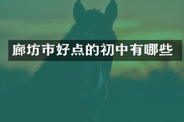 廊坊市好点的初中有哪些