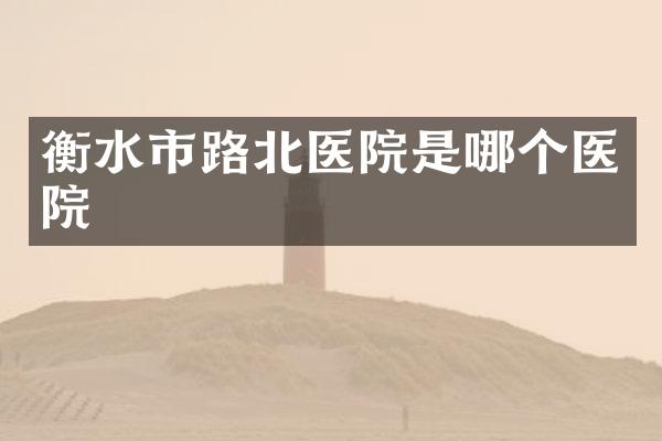 衡水市路北医院是哪个医院