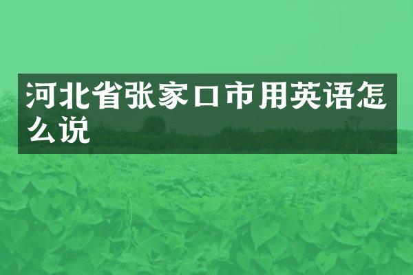 河北省张家口市用英语怎么说