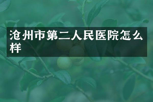 沧州市第二人民医院怎么样
