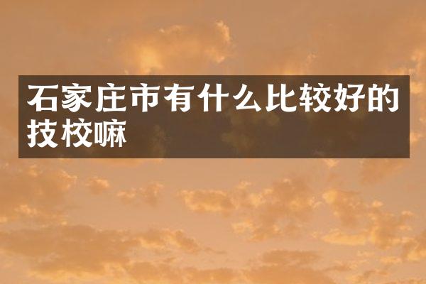 石家庄市有什么比较好的技校嘛