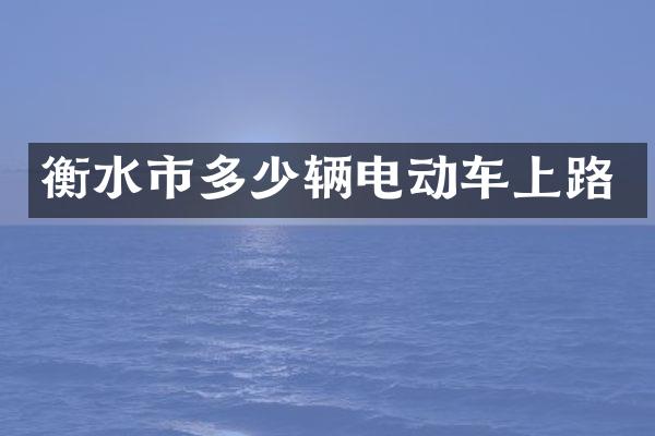 衡水市多少辆电动车上路