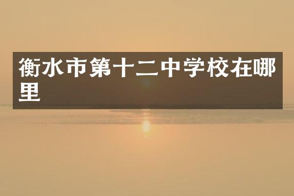 衡水市第十二中学校在哪里