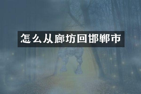 怎么从廊坊回邯郸市