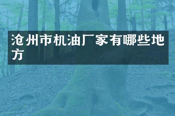 沧州市机油厂家有哪些地方