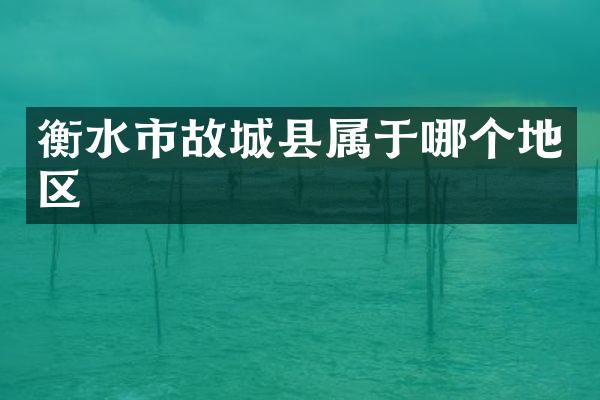 衡水市故城县属于哪个地区